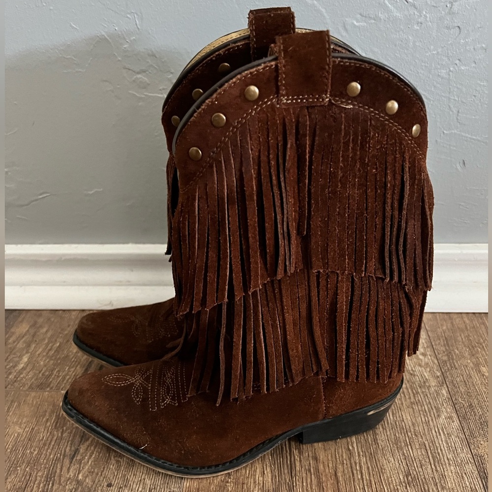 Shyanne girls suede fringe boots
